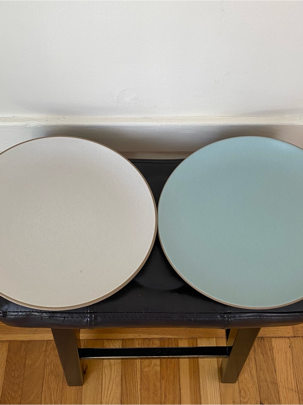 $116 Heath Ceramics Aqua Brown & Sand Coupe Dinner Plate 11'' Diameter(set of 2)